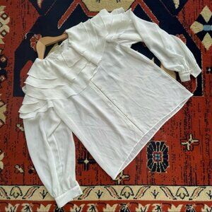 VINTAGE Liz Claiborne Ruffle Button Down, Color Off-White, Size 8